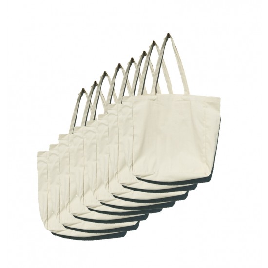 Cotton Canvas Reusable Shopping Bag Pack of 8